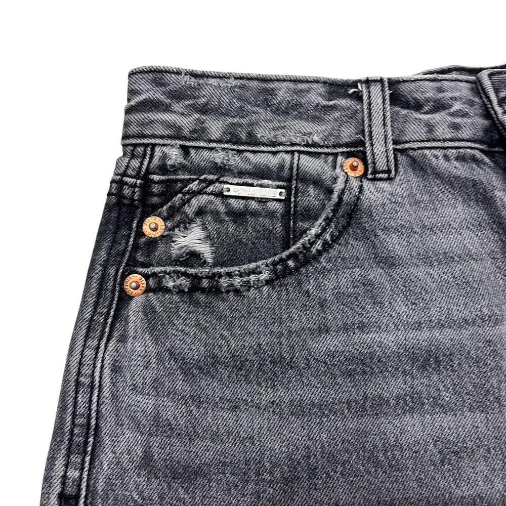 Stradivarius Women Gray High Waisted Distressed Cuffed Denim Shorts Size US 4 - Picture 4 of 7
